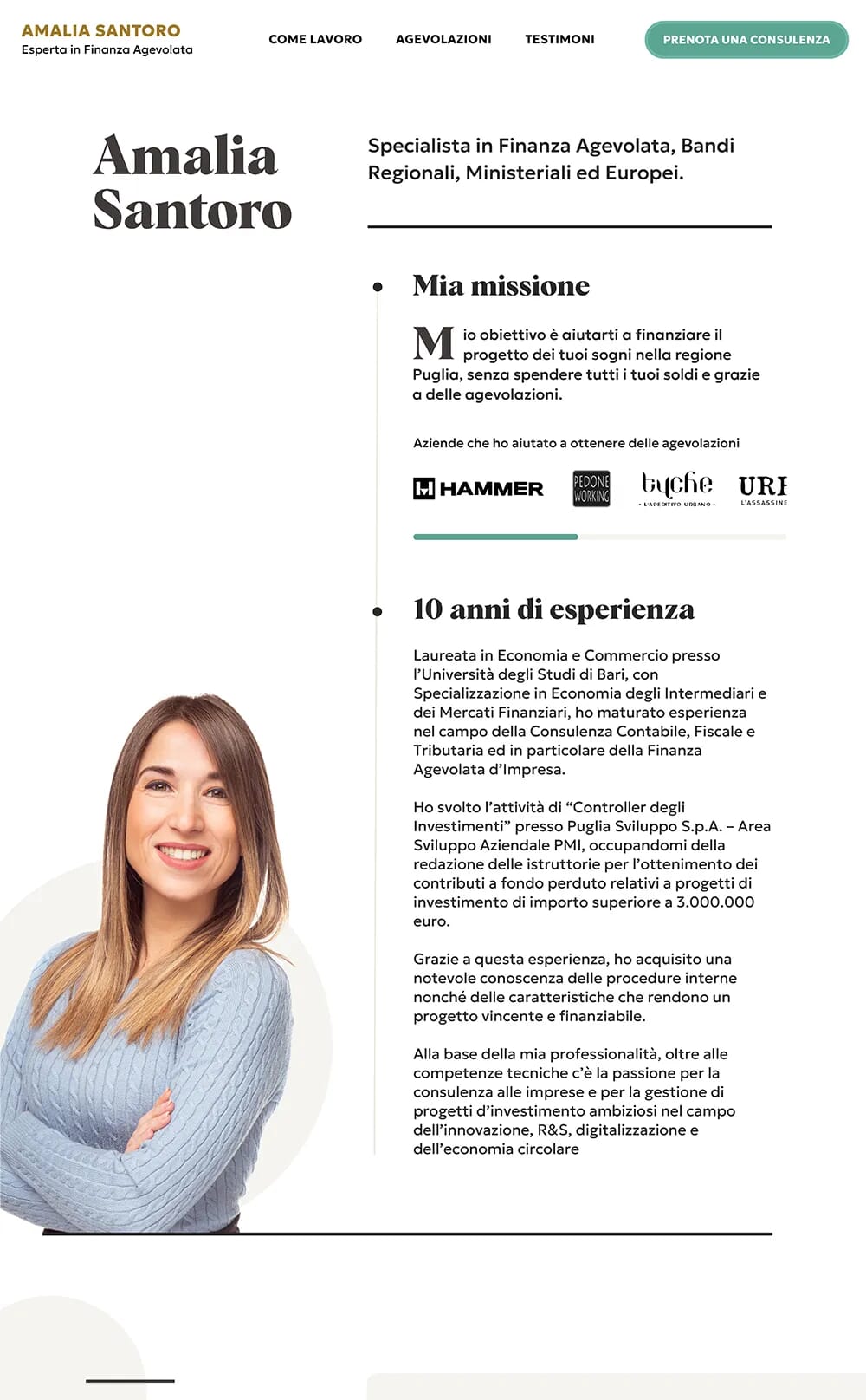Amalia's website high-fi design.