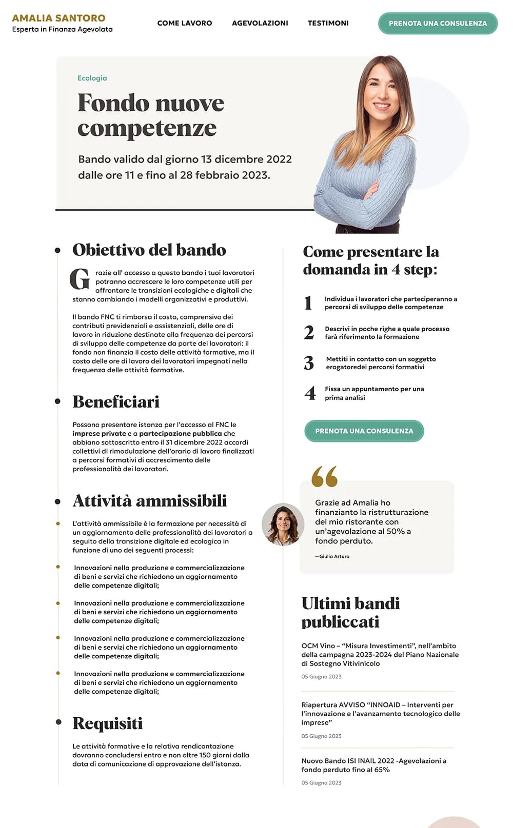 Amalia's website high-fi design.