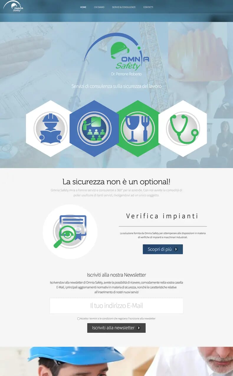 Screenshot of the original Omnia Safety homepage (old site).