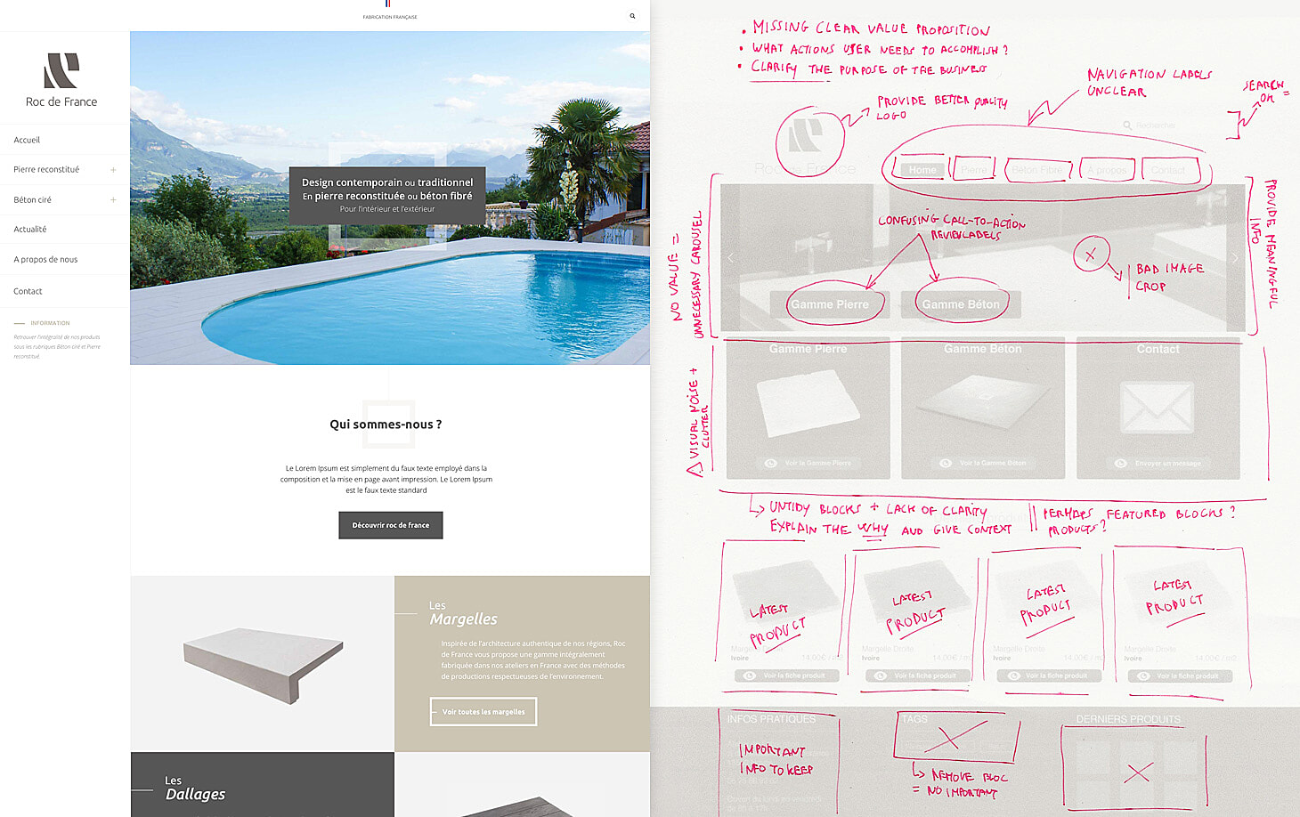 Roc de France project cover showing UI audit and the redesigned homepage